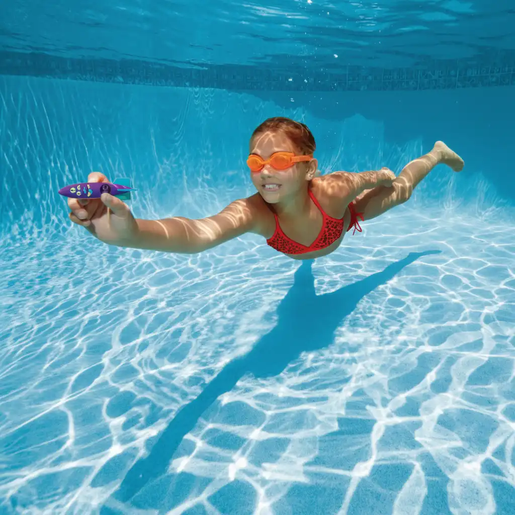 Bright colors for easy underwater pool orientation.