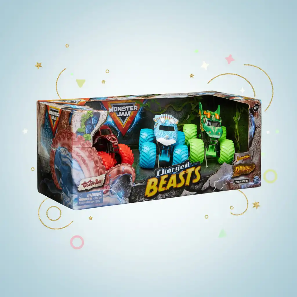 Create your own Monster Jam show full of tricks.