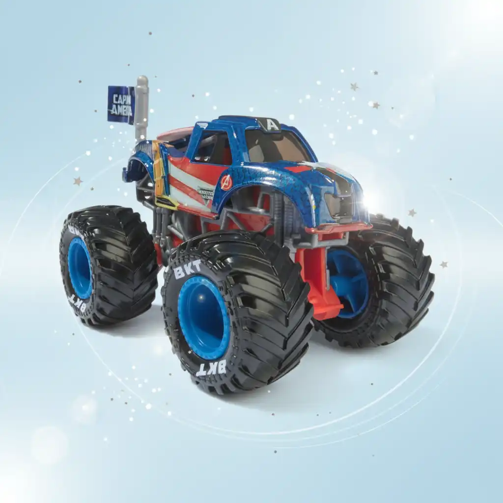 Create your own Monster Jam show full of heroic action.