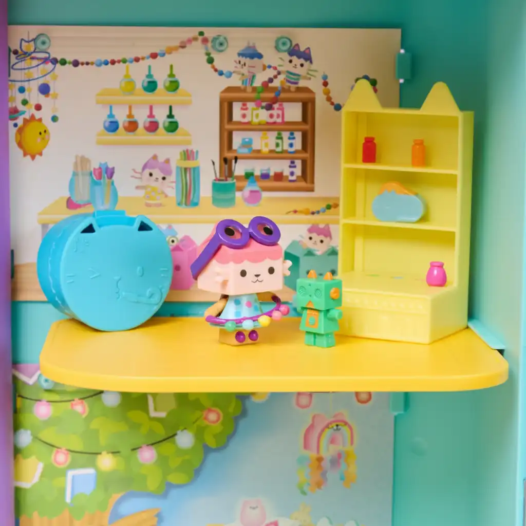 Detailed design of the Baby Box Cat figure and her creative accessories.