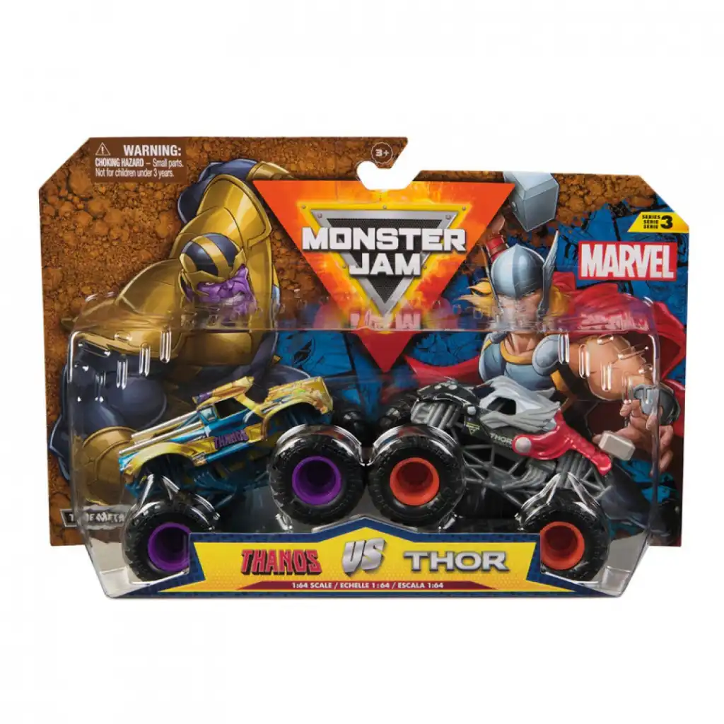 Precise details and metal durability of Thanos and Thor trucks.