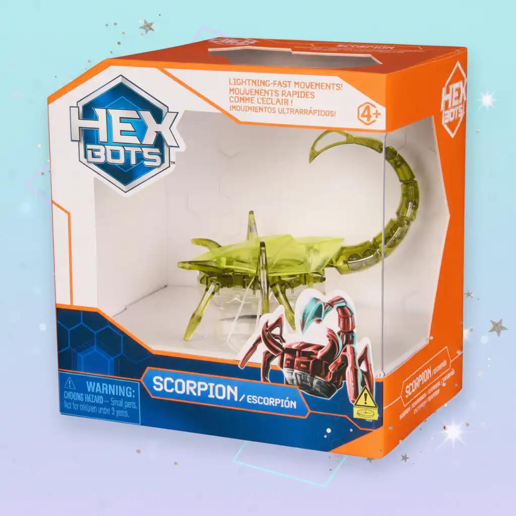Precise craftsmanship and realistic details of the green robotic scorpion.