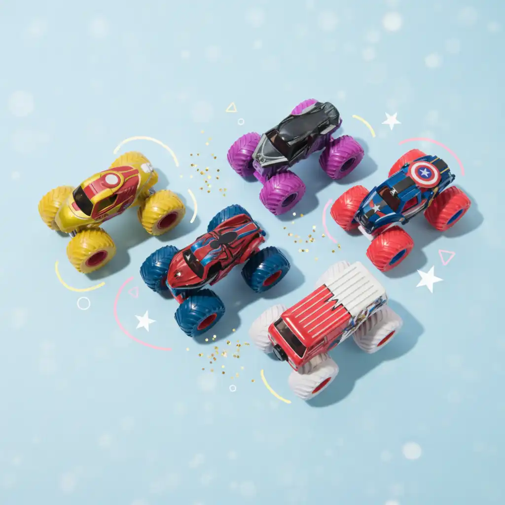 Experience heroic adventures in the arena with iconic Marvel trucks.