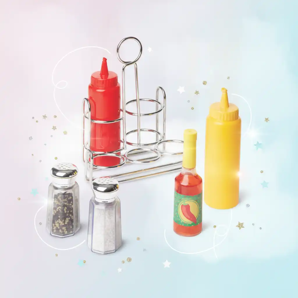 Practical Metal stand for easy carrying of the set.