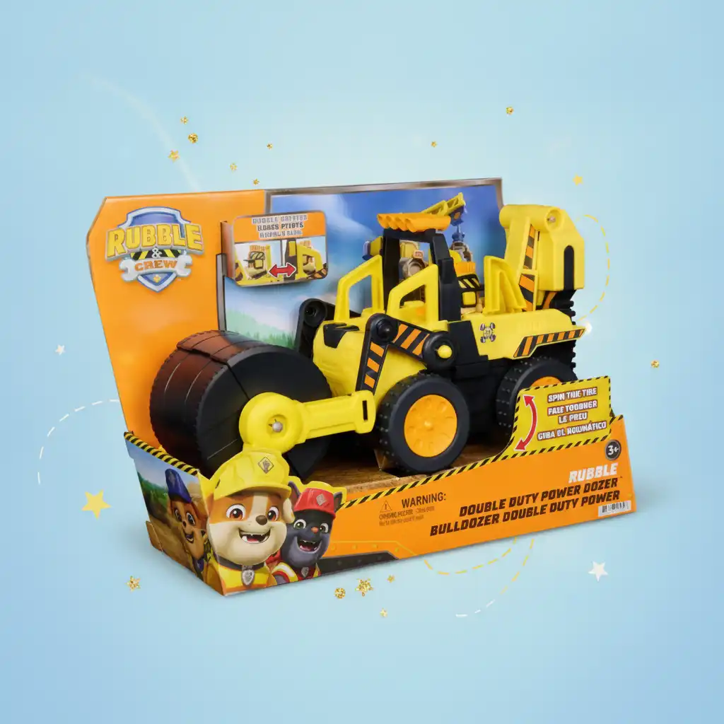 Experience exciting construction action with Rubble and his machine.