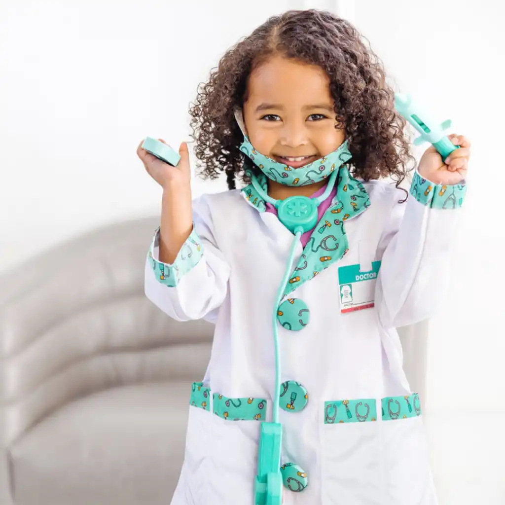 Playful learning of medical tools removes children's fear of check-ups.