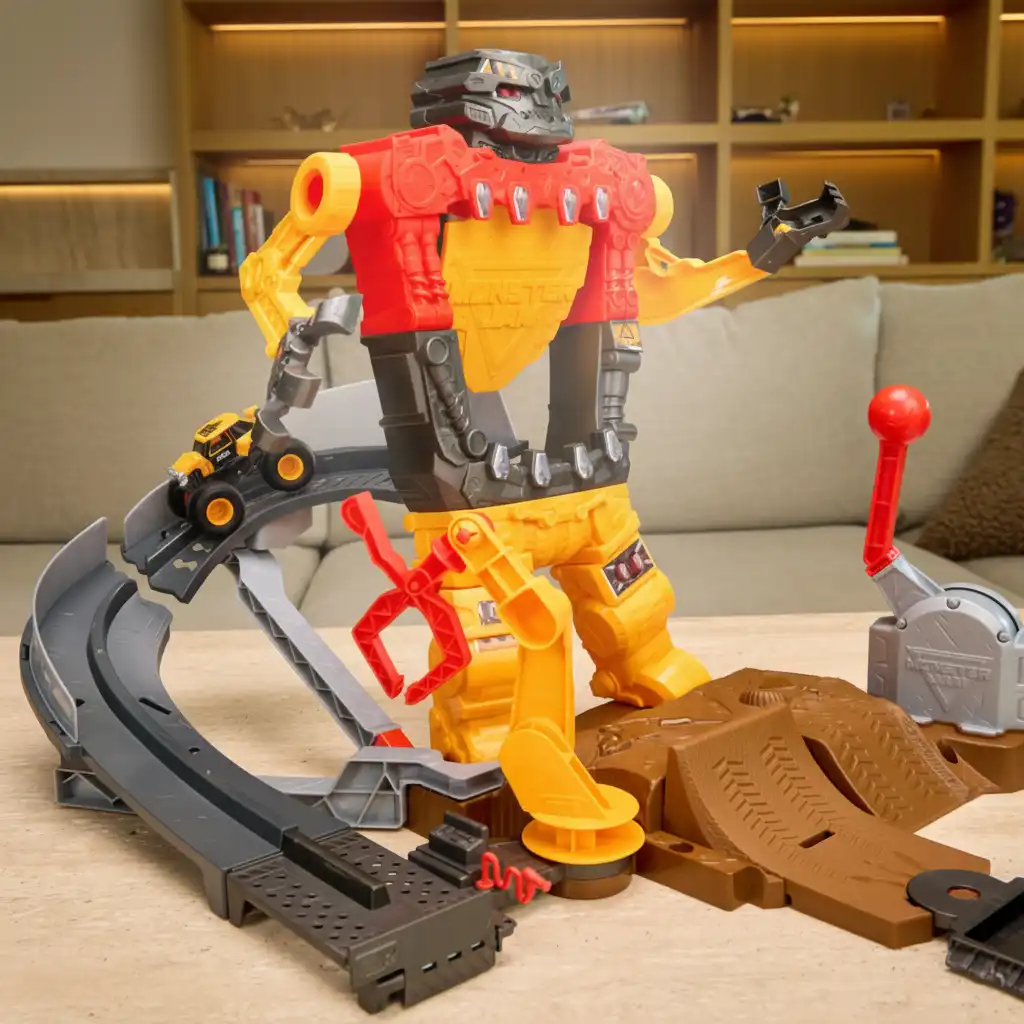 Improve your aim with the adjustable Monster Jam launcher.