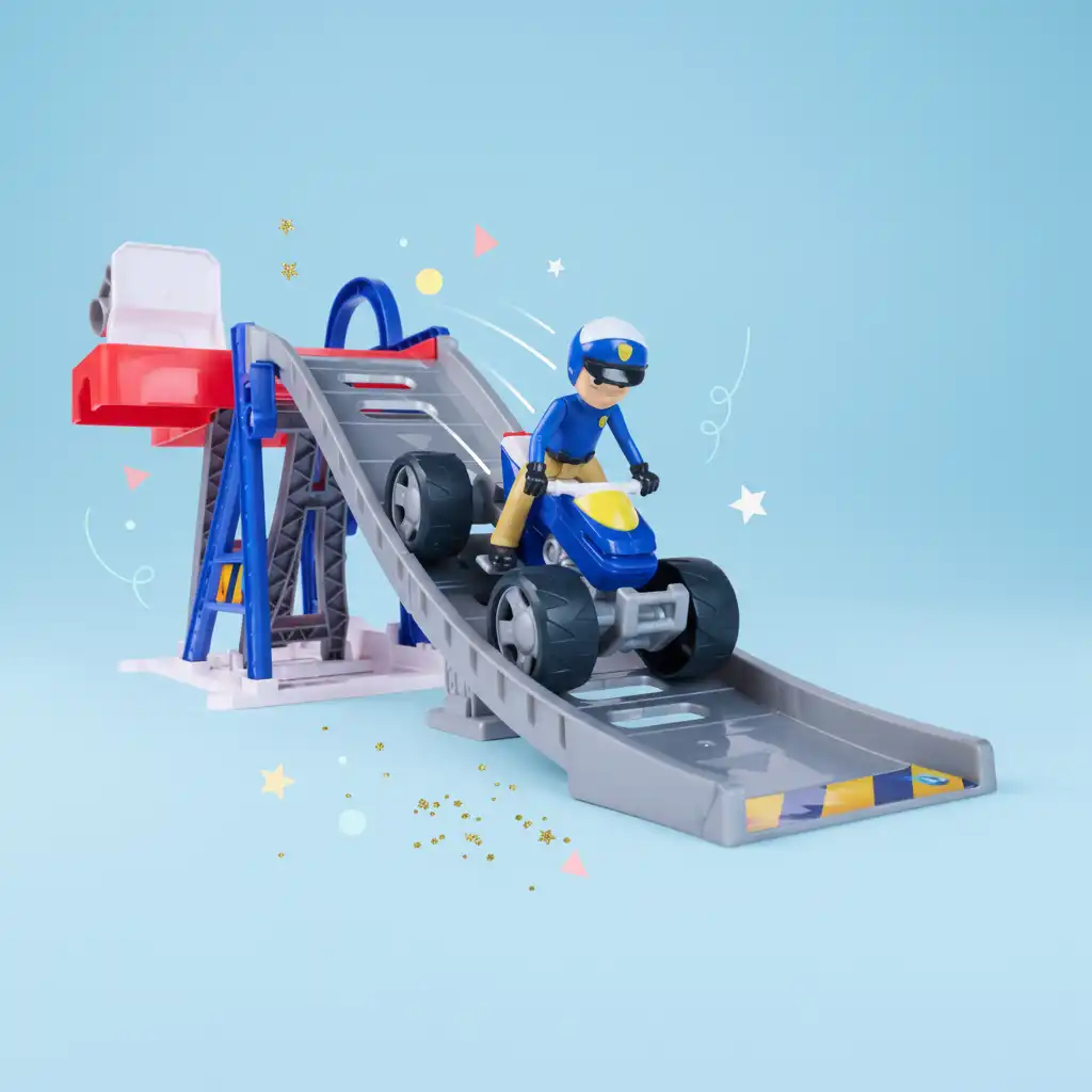 Discover new ways to play with the long downhill ramp.