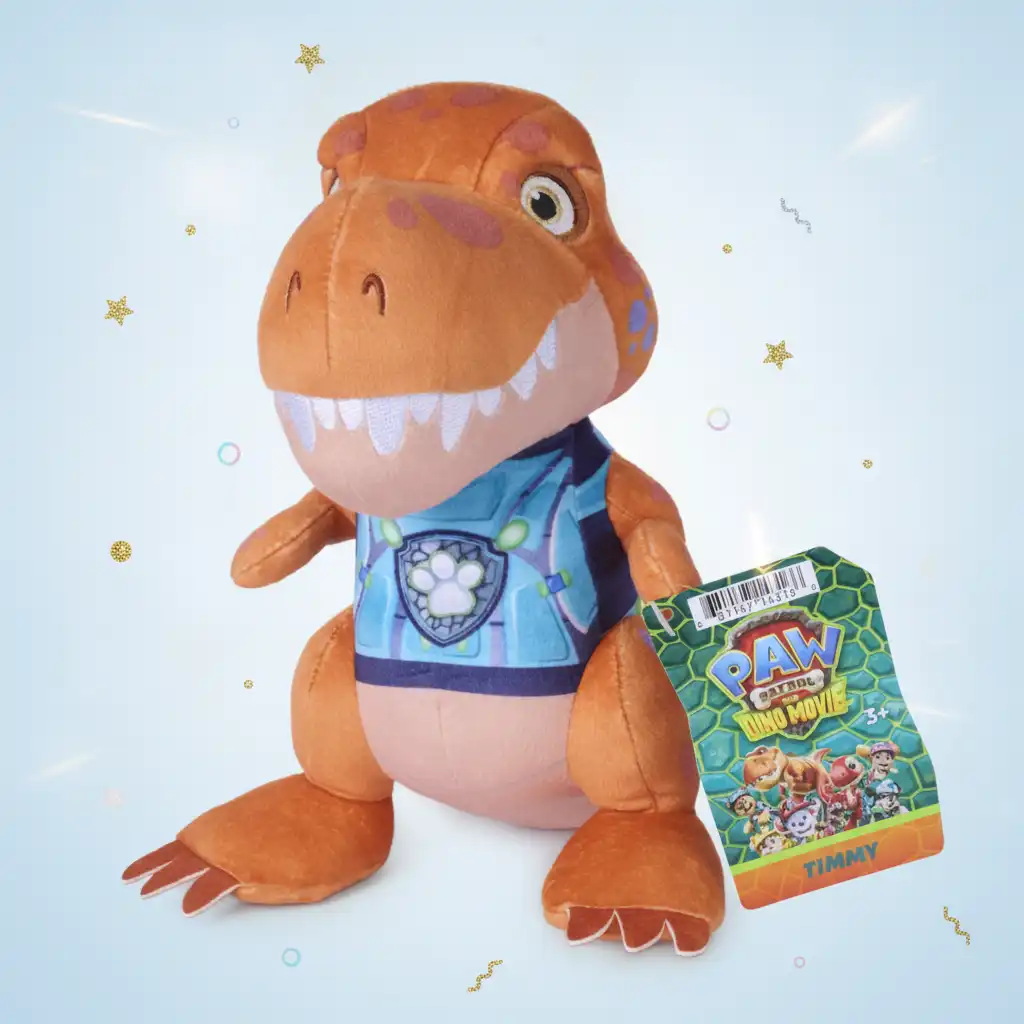 Experience a magnificent dinosaur adventure with a soft plush toy.