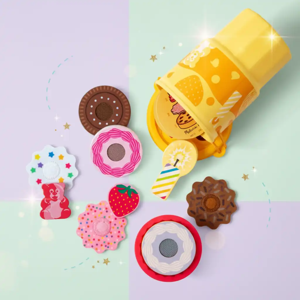 Detailed craftsmanship of wooden cookies and colorful icing.