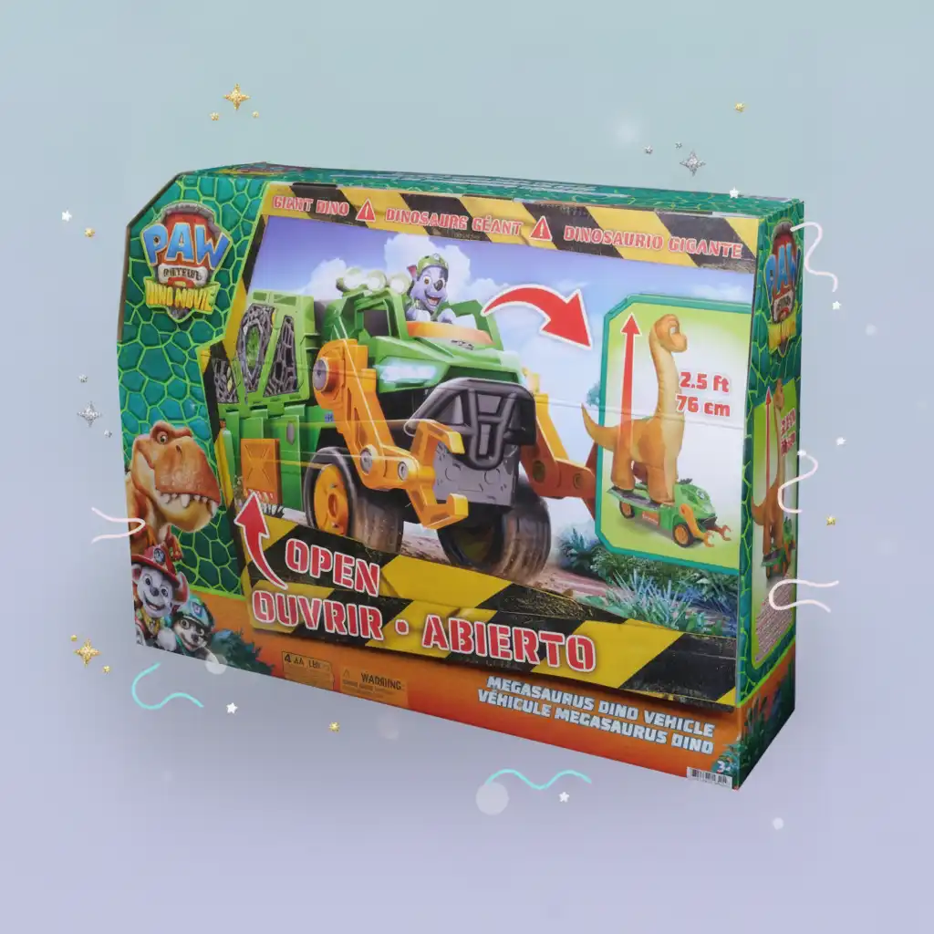 Detailed design of the Megasaur vehicle with an exclusive Rocky figure.