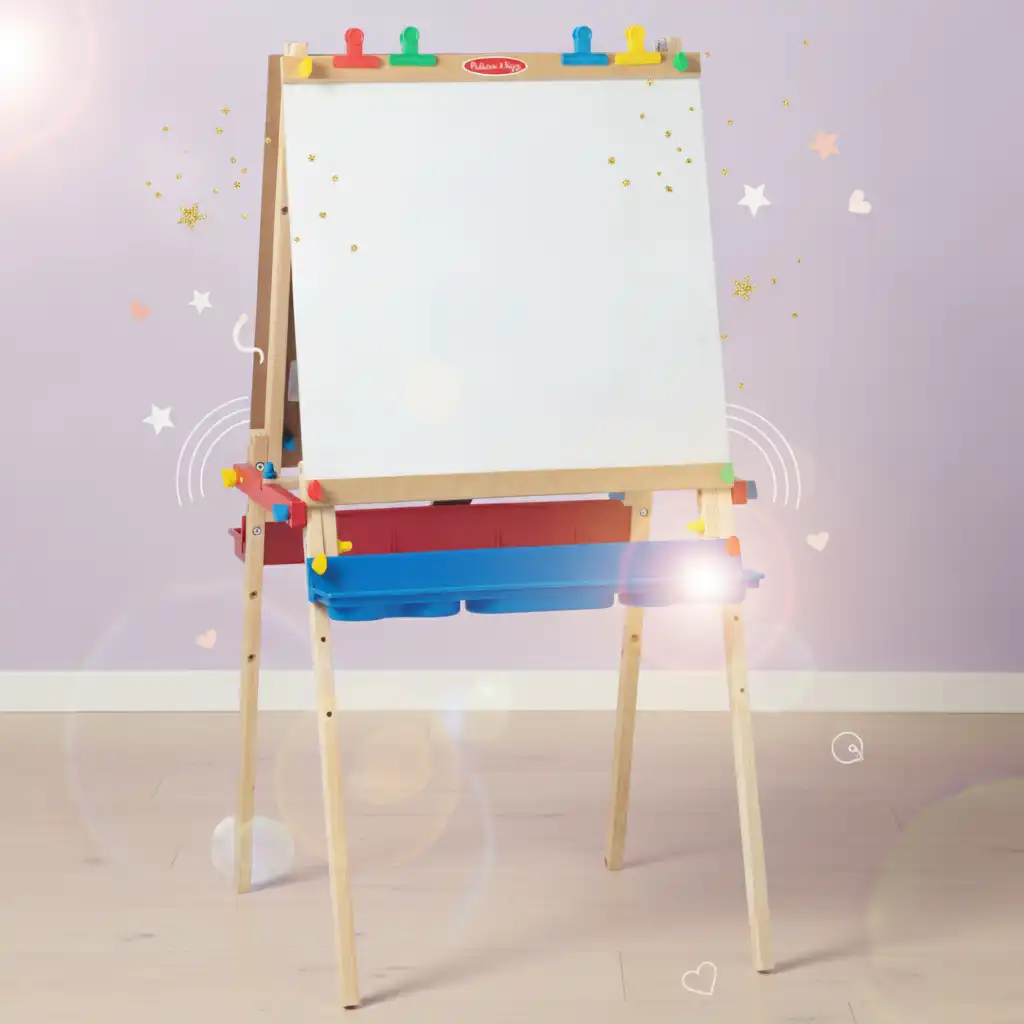 Discover new ways of play and learning with a double-sided board.