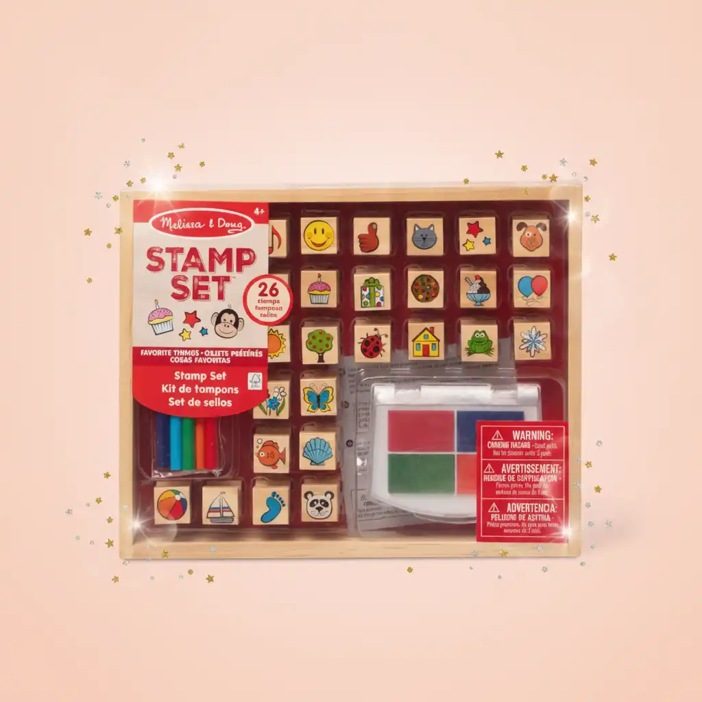 Enjoy hours of creative fun with a colorful set of stamps.