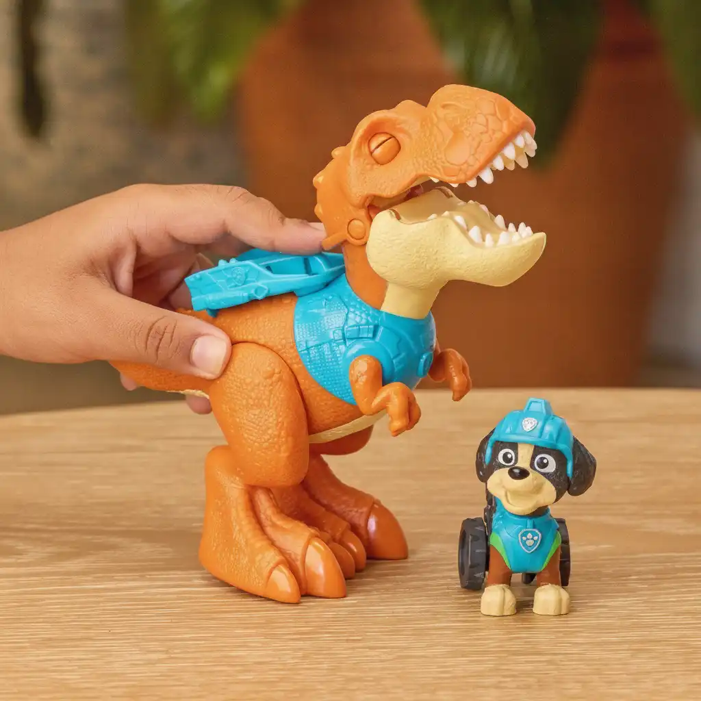 Realistic dinosaur roar activated by a simple press on the head.