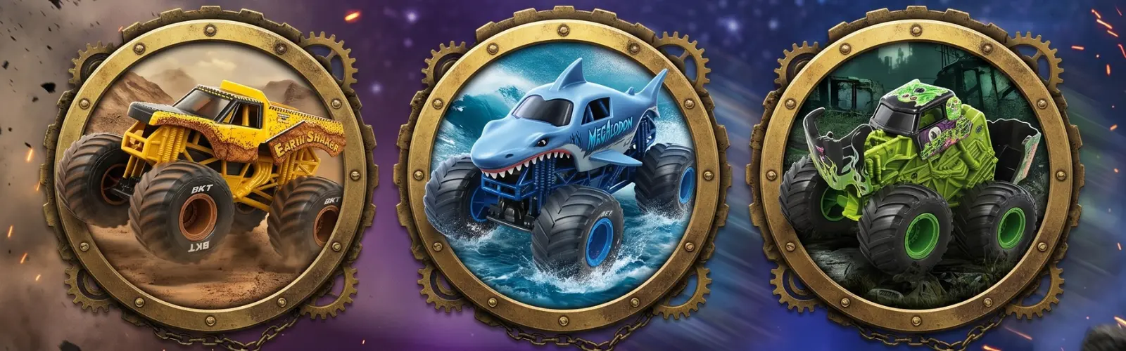 Experience genuine action with the glowing Megalodon monster truck.